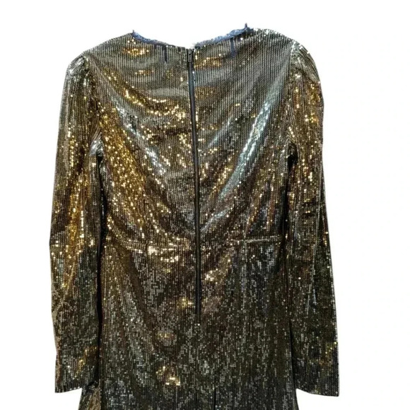 Rebecca Minkoff $248.00 Gold Sequin Sydney Dress, Size 10 Gold - Picture 10 of 12